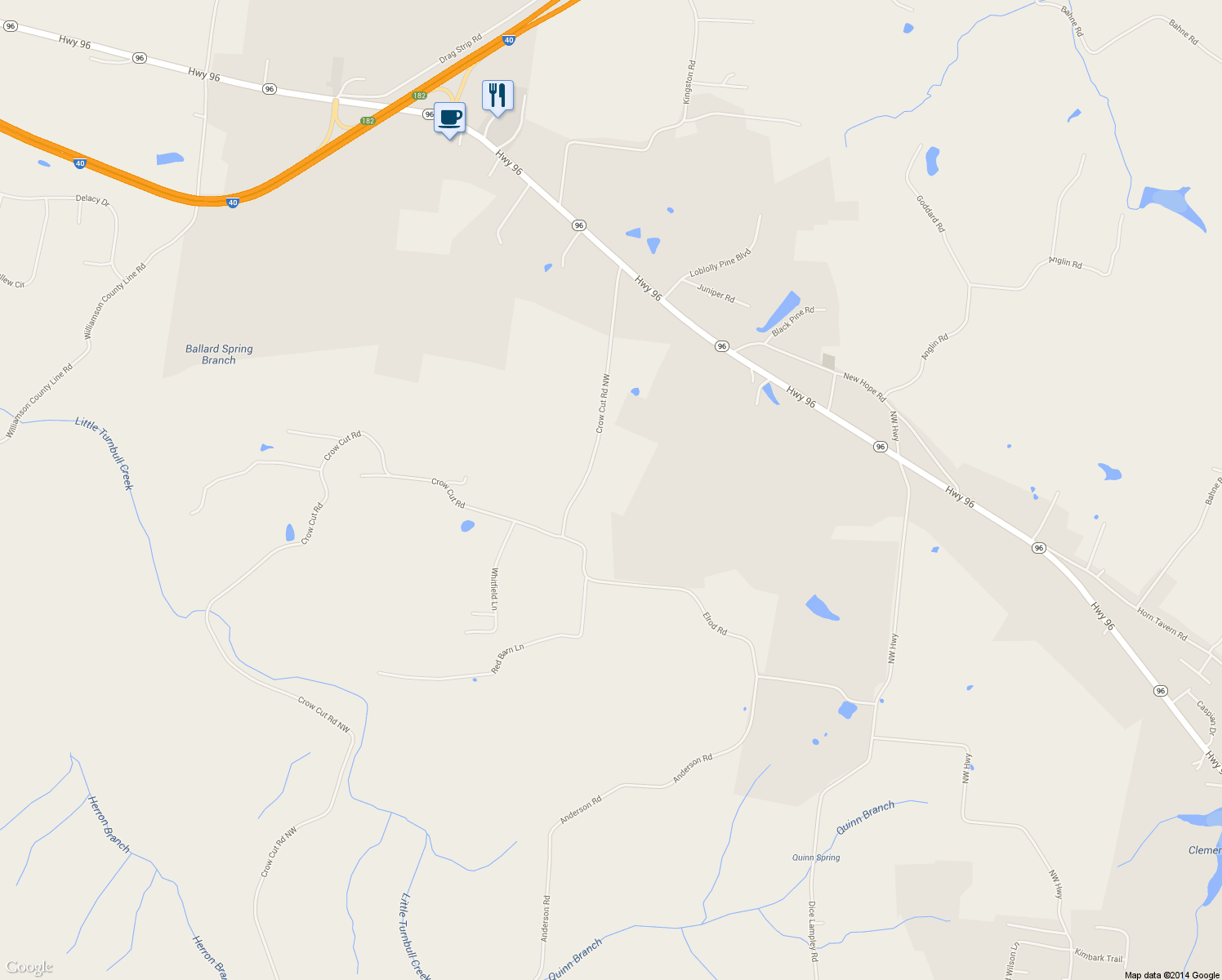 map of restaurants, bars, coffee shops, grocery stores, and more near 7922 Crow Cut Road in Fairview