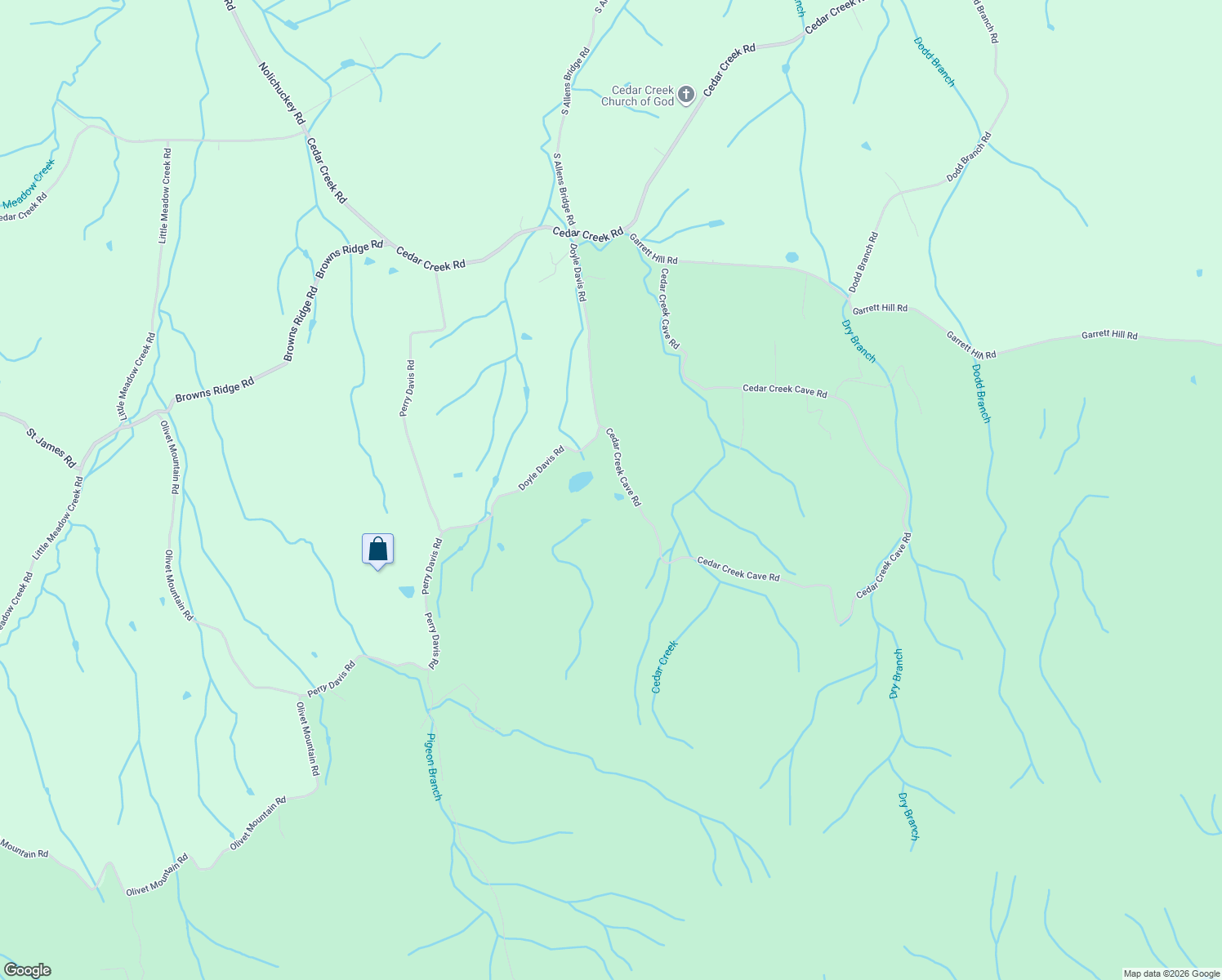 map of restaurants, bars, coffee shops, grocery stores, and more near 2511 Cedar Creek Cave Road in Greeneville