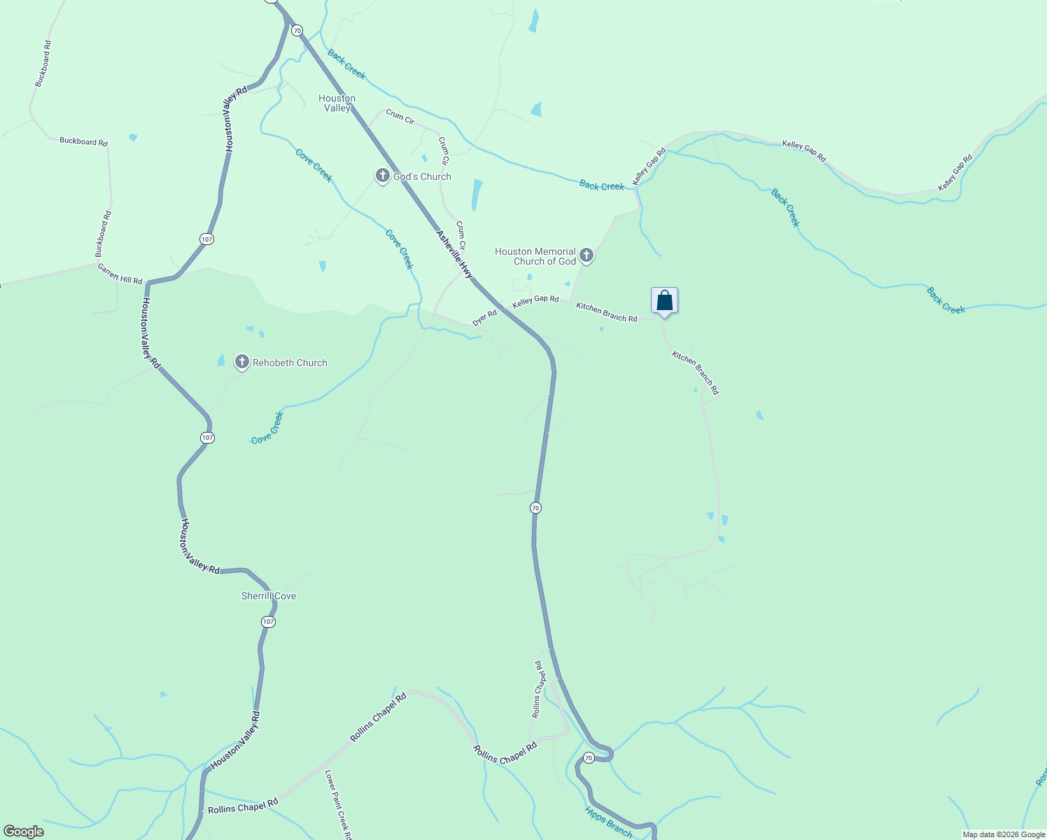map of restaurants, bars, coffee shops, grocery stores, and more near 130 Timber Lane in Greeneville
