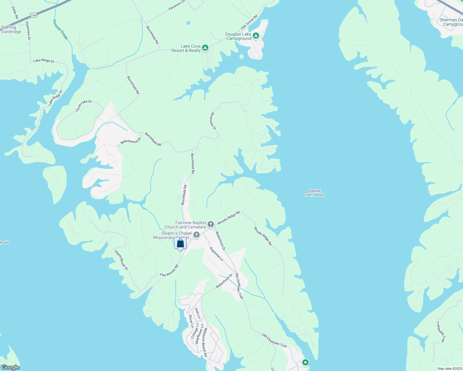 map of restaurants, bars, coffee shops, grocery stores, and more near in Dandridge