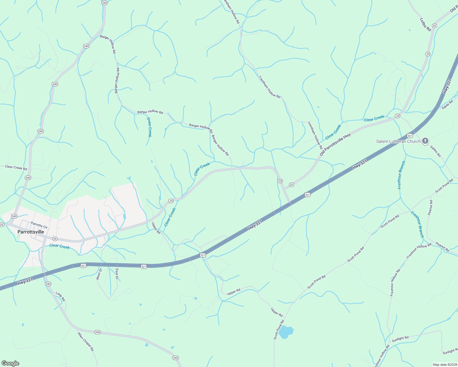 map of restaurants, bars, coffee shops, grocery stores, and more near 2463 Old Parrottsville Highway in Parrottsville