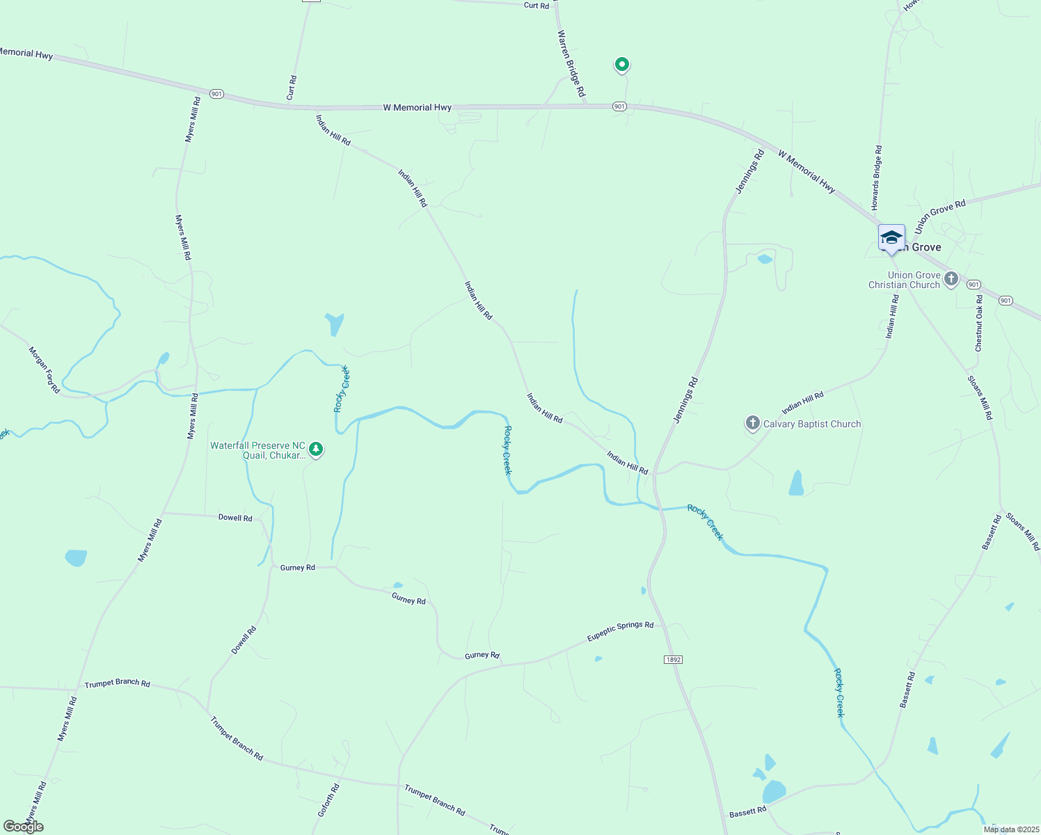map of restaurants, bars, coffee shops, grocery stores, and more near 499 Indian Hill Road in Olin