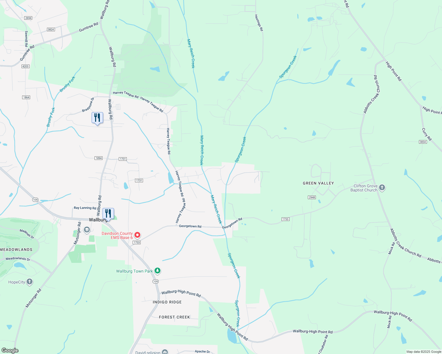 map of restaurants, bars, coffee shops, grocery stores, and more near 4 Brooks Road in Winston-Salem