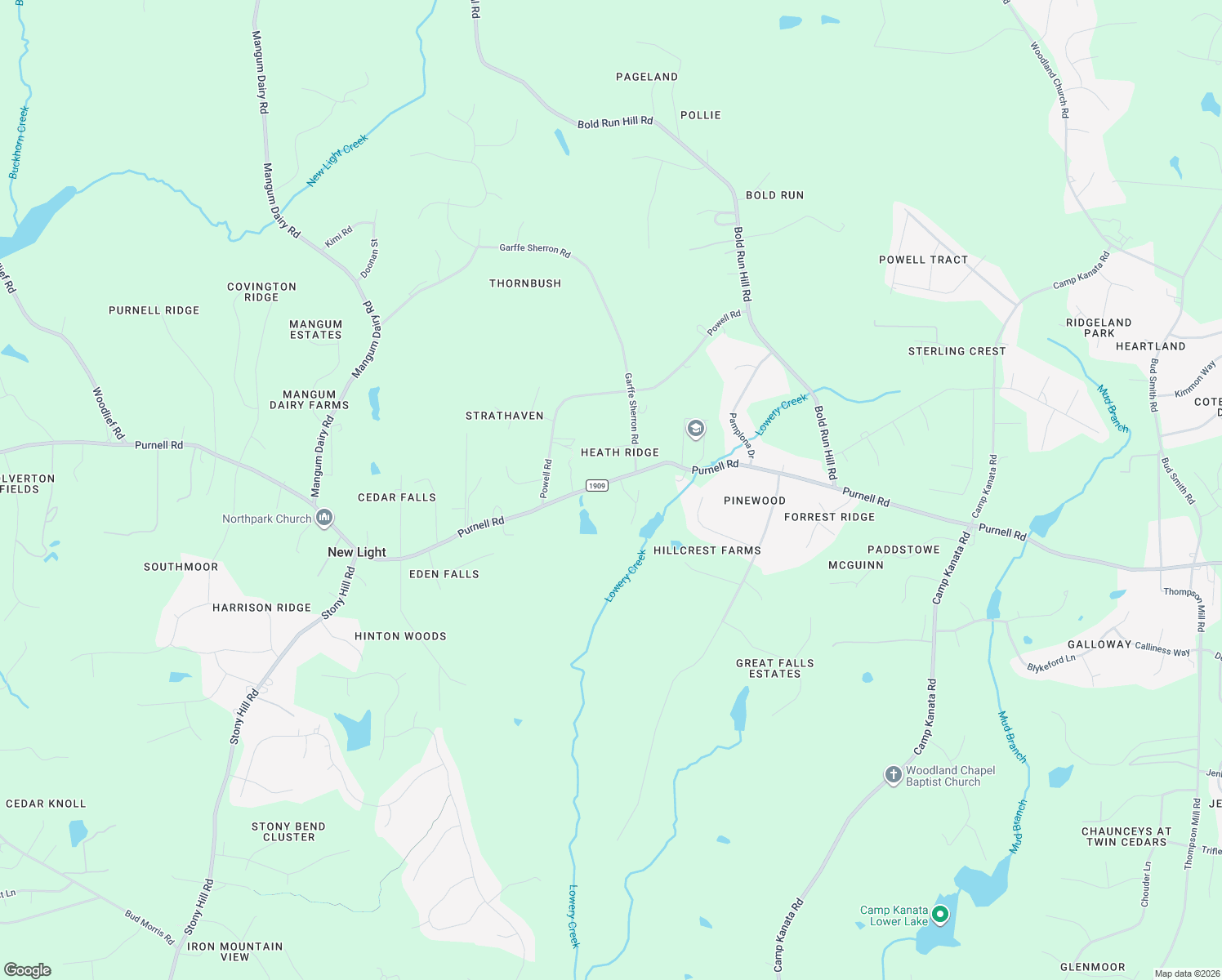 map of restaurants, bars, coffee shops, grocery stores, and more near 3921 Purnell Road in Wake Forest