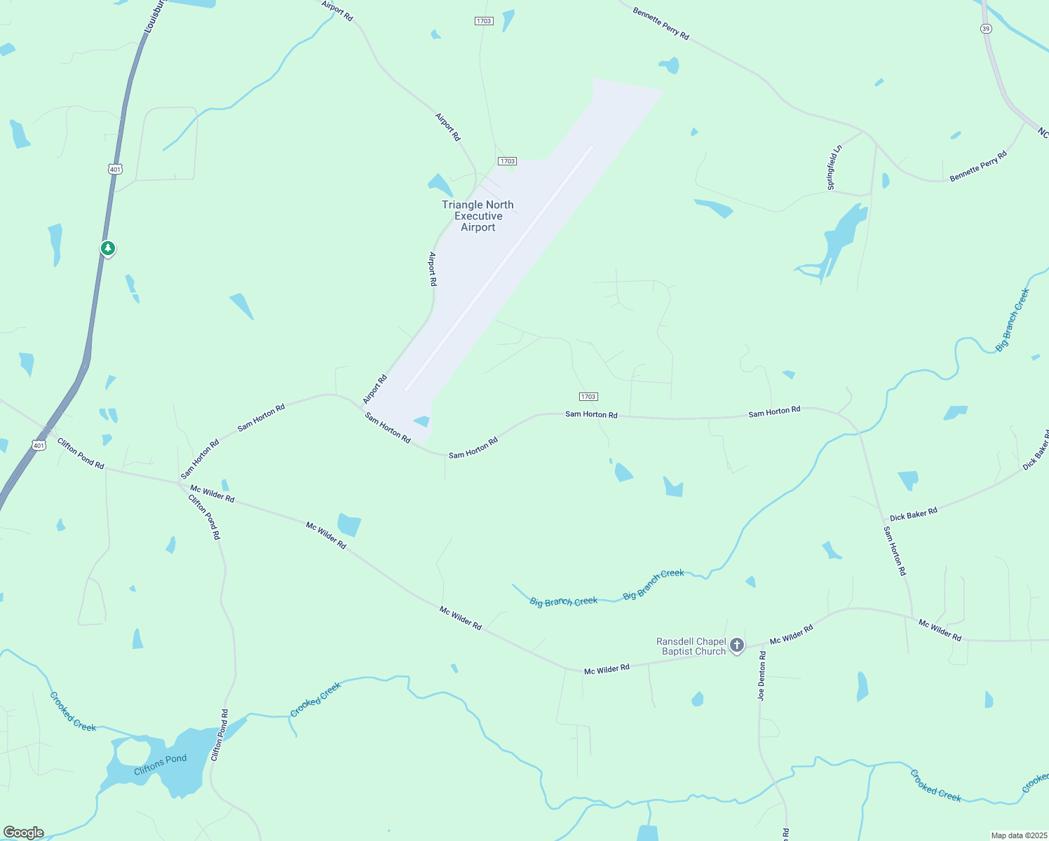 map of restaurants, bars, coffee shops, grocery stores, and more near Sam Horton Road in Louisburg