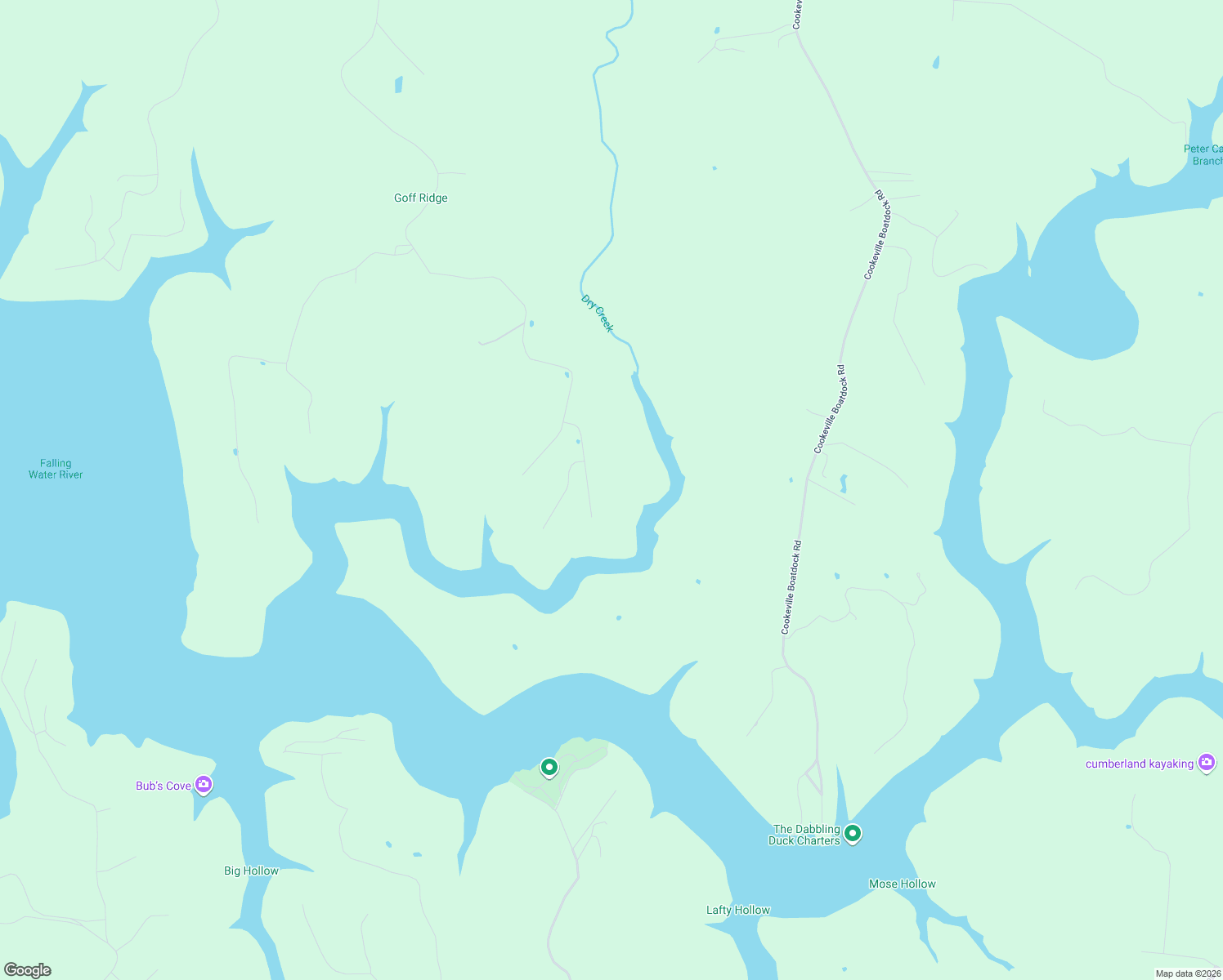 map of restaurants, bars, coffee shops, grocery stores, and more near Goff Ridge Road in Baxter