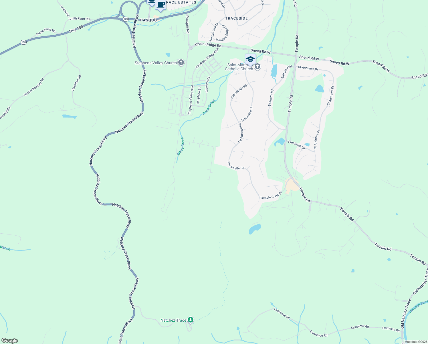 map of restaurants, bars, coffee shops, grocery stores, and more near 606 Natchez Bend Road in Nashville