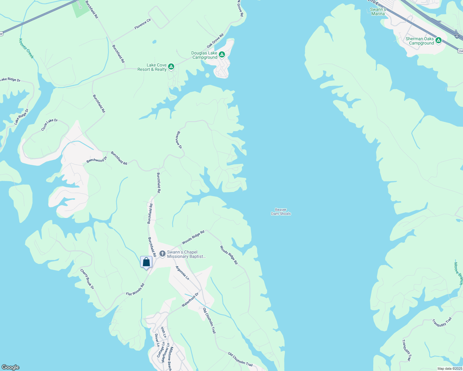 map of restaurants, bars, coffee shops, grocery stores, and more near 2222 Riverview Drive in Dandridge
