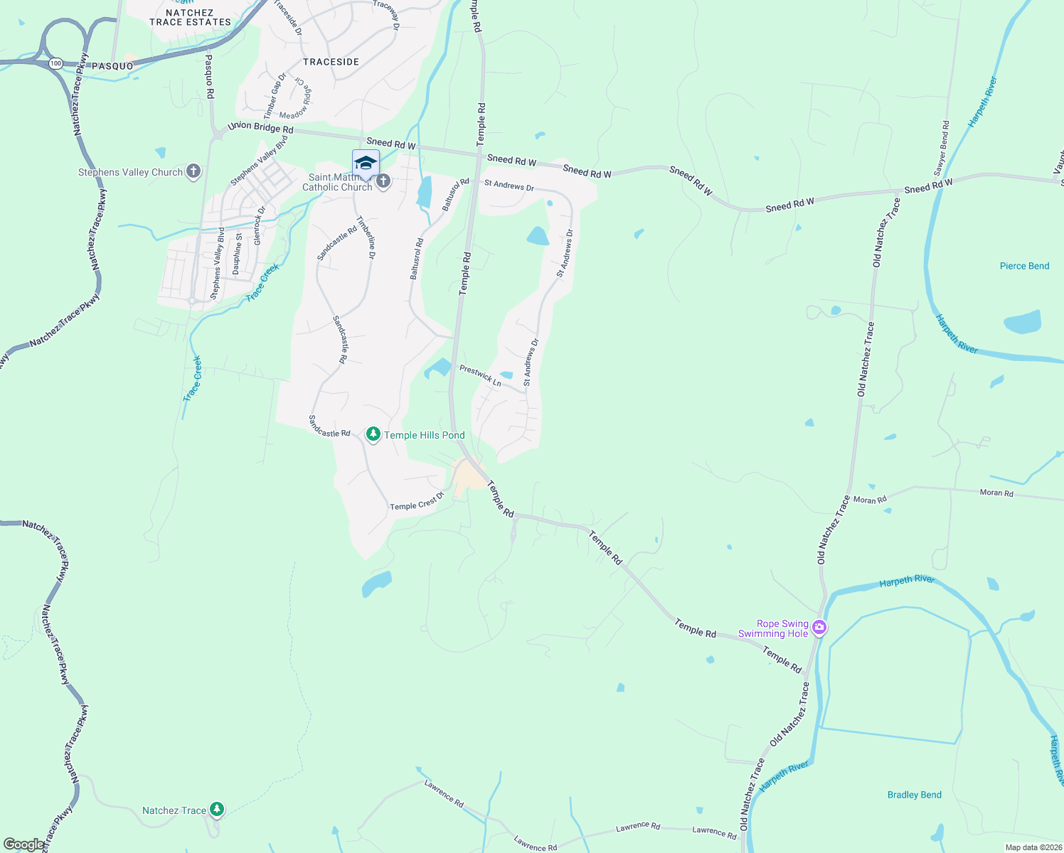 map of restaurants, bars, coffee shops, grocery stores, and more near 353 Saint Andrews Drive in Franklin
