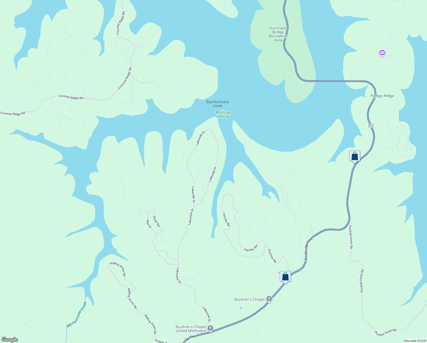 map of restaurants, bars, coffee shops, grocery stores, and more near 214 Mullican Drive in Smithville