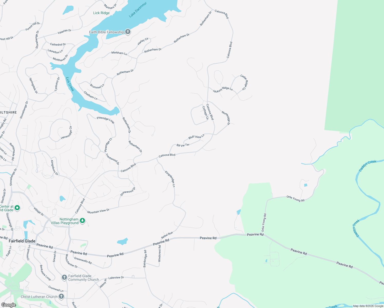 map of restaurants, bars, coffee shops, grocery stores, and more near 20 Shawnbury Point in Crossville
