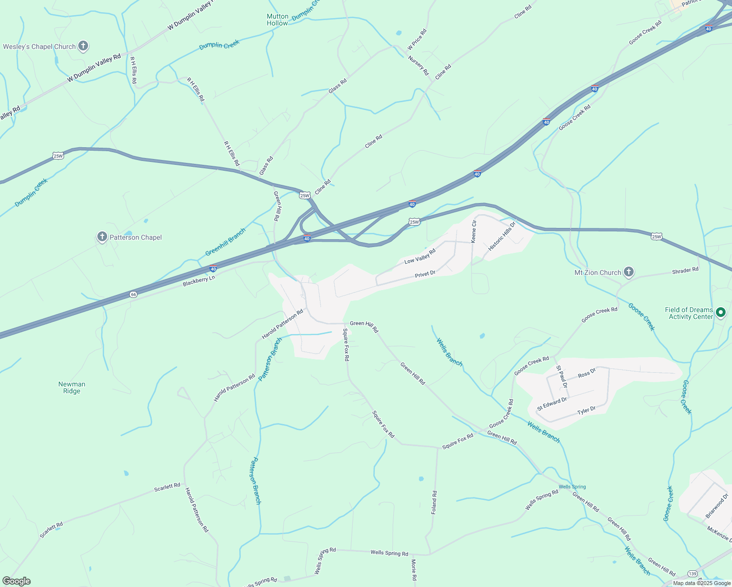 map of restaurants, bars, coffee shops, grocery stores, and more near 683 Privet Drive in Dandridge