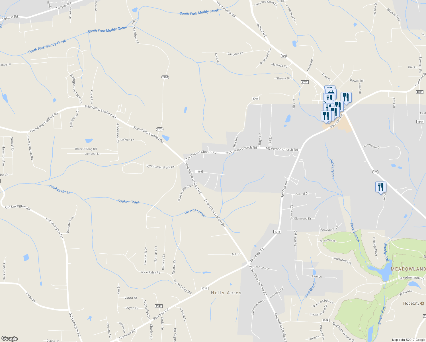 map of restaurants, bars, coffee shops, grocery stores, and more near 289 Willowcrest Drive in Winston-Salem