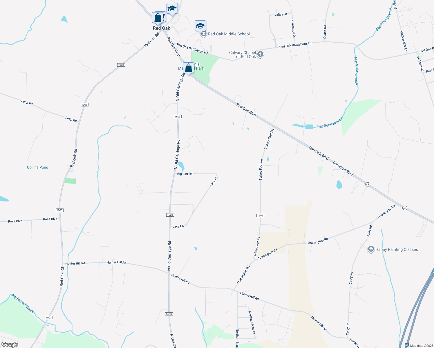 map of restaurants, bars, coffee shops, grocery stores, and more near Big Jim Road in Rocky Mount