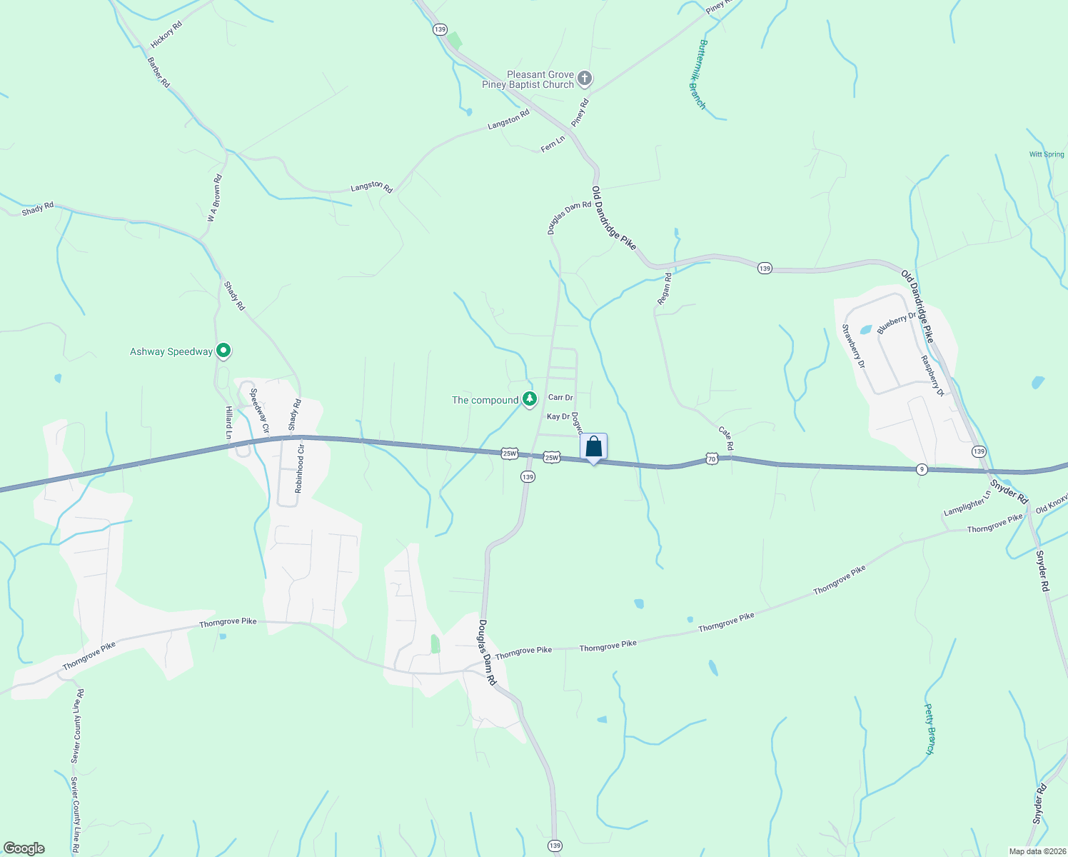 map of restaurants, bars, coffee shops, grocery stores, and more near 4715 Douglas Dam Rd in Strawberry Plains