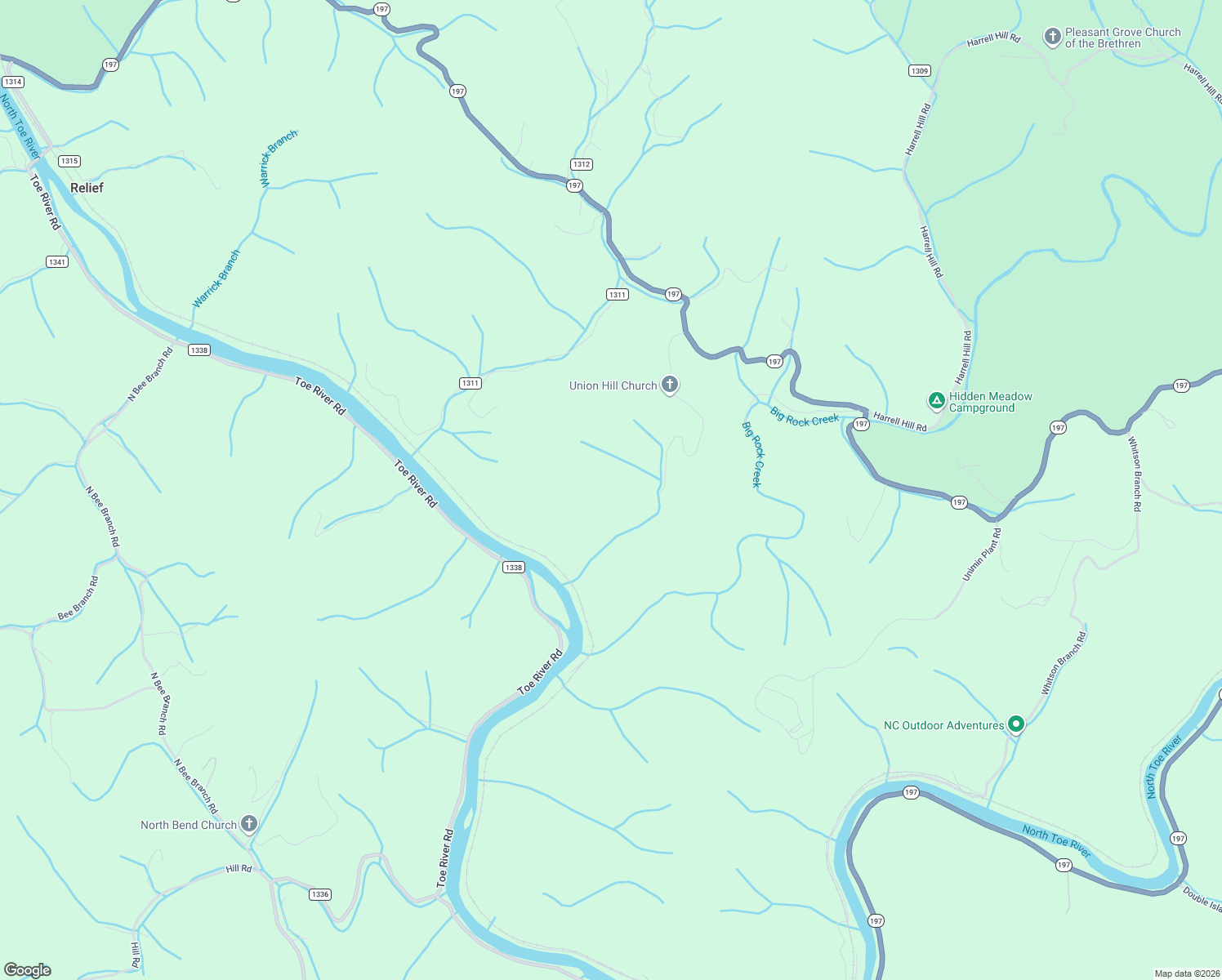 map of restaurants, bars, coffee shops, grocery stores, and more near 704 Union Hill Church Road in Bakersville