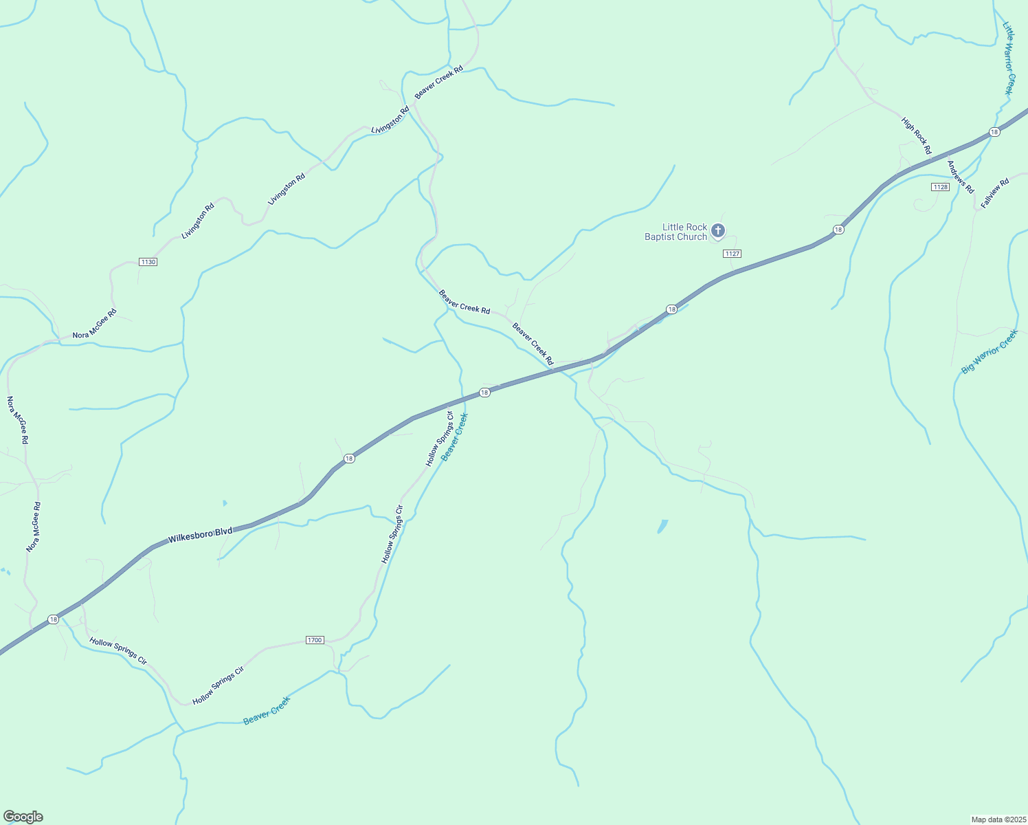 map of restaurants, bars, coffee shops, grocery stores, and more near 10441 North Carolina 18 in Boomer