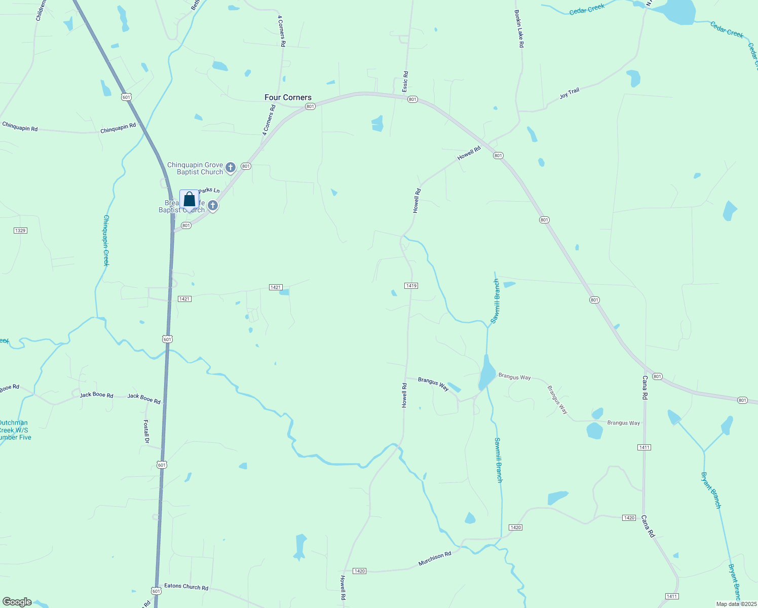 map of restaurants, bars, coffee shops, grocery stores, and more near 731 Howell Road in Mocksville