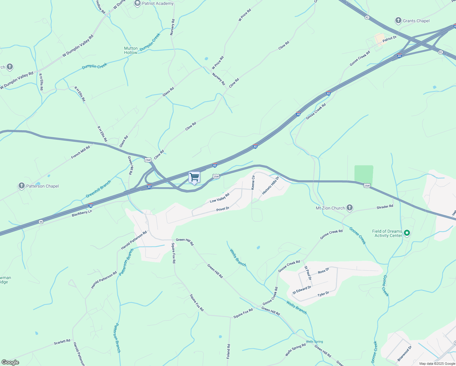 map of restaurants, bars, coffee shops, grocery stores, and more near 901-999 Ellison Lane in Dandridge
