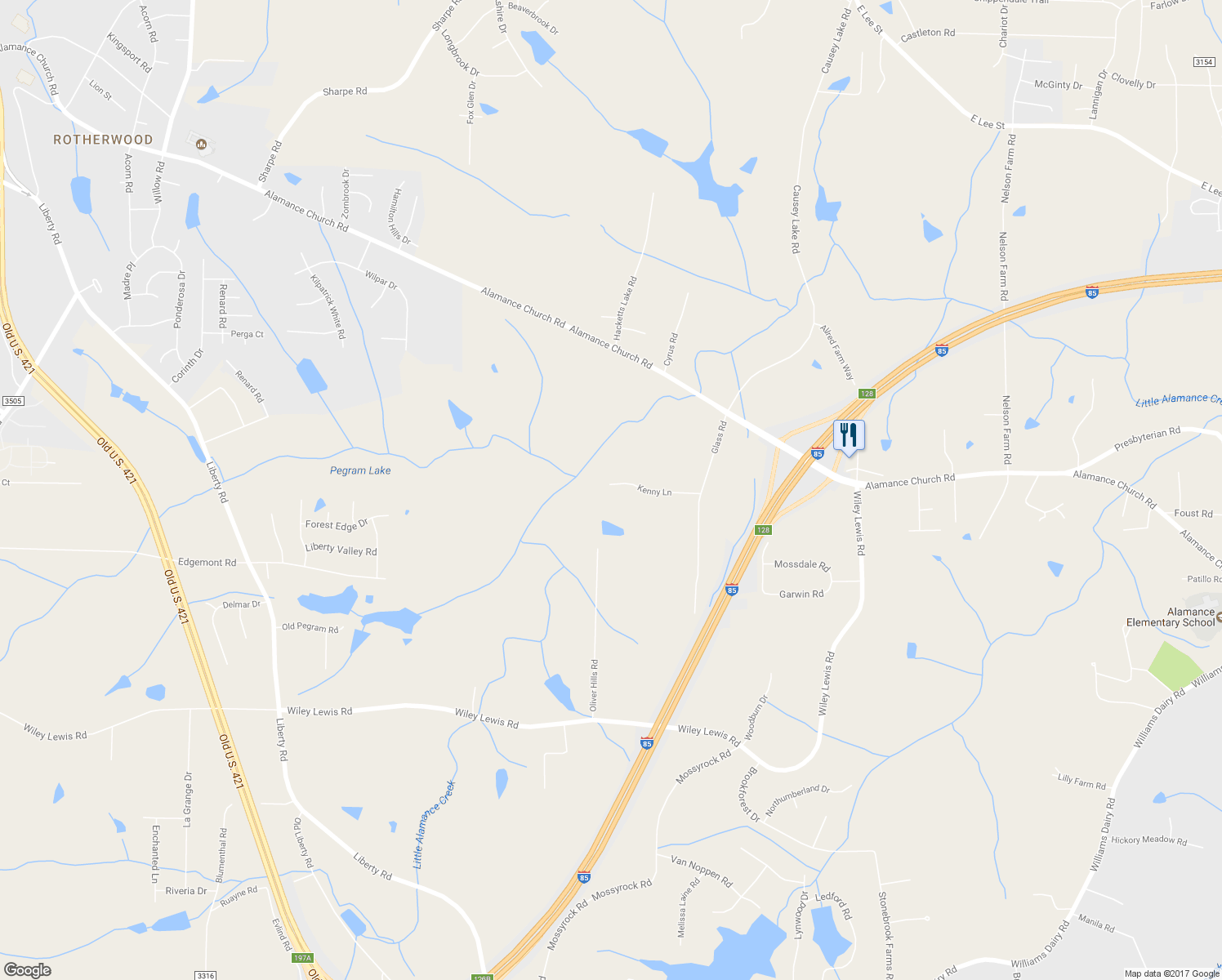 map of restaurants, bars, coffee shops, grocery stores, and more near 2700 Kenny Lane in Greensboro
