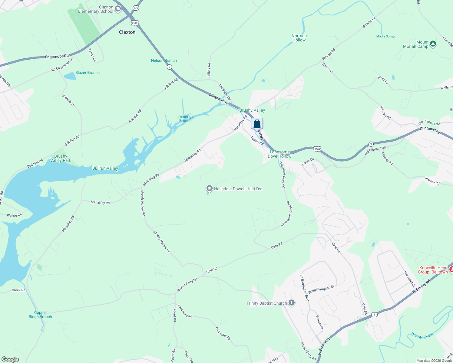 map of restaurants, bars, coffee shops, grocery stores, and more near 225 Moore Lane in Powell