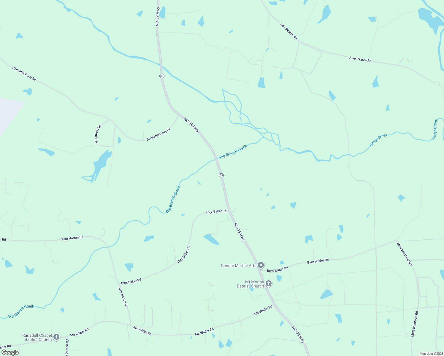 map of restaurants, bars, coffee shops, grocery stores, and more near 2848 North Carolina 39 in Louisburg