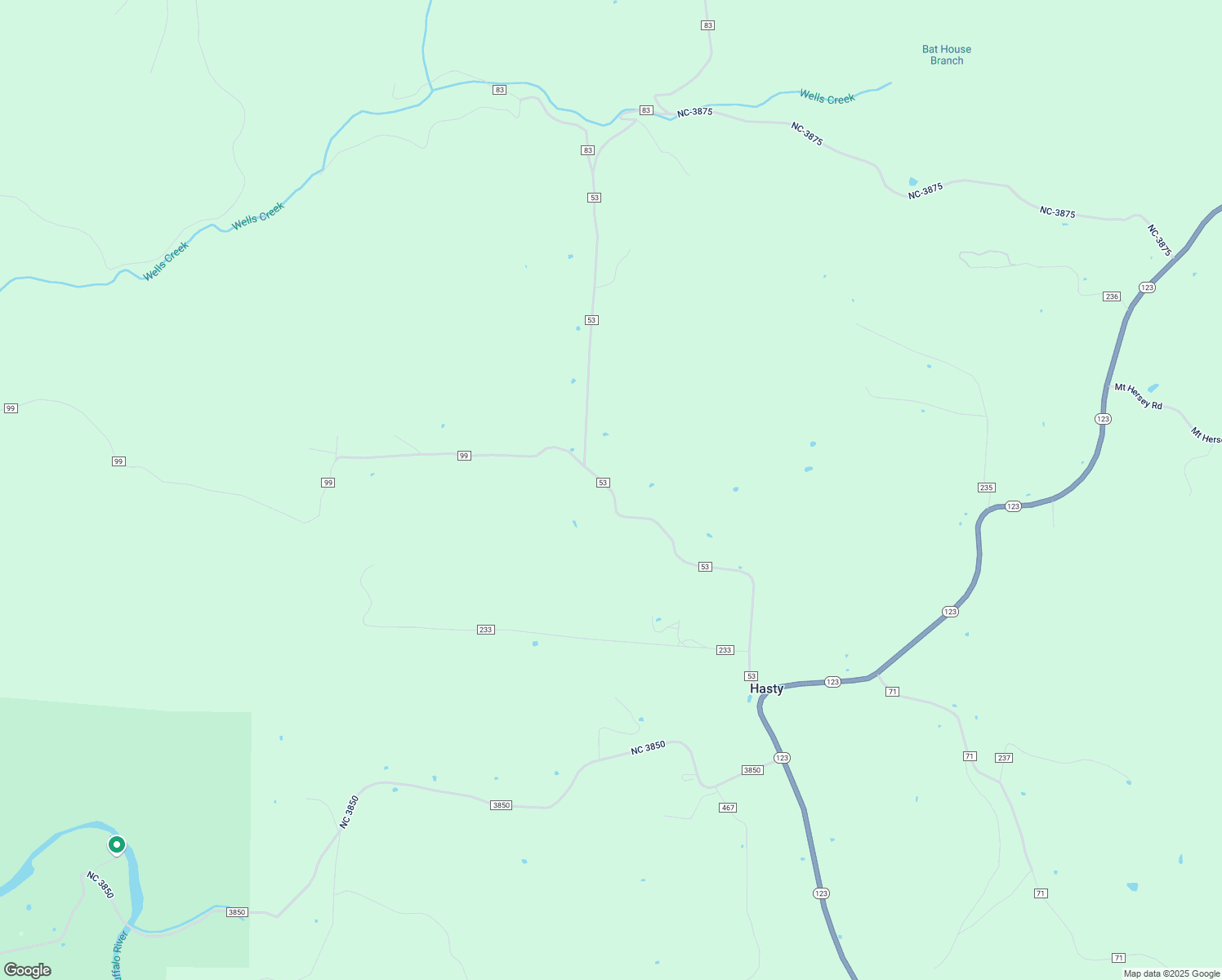 map of restaurants, bars, coffee shops, grocery stores, and more near County Road 53 in Newton County