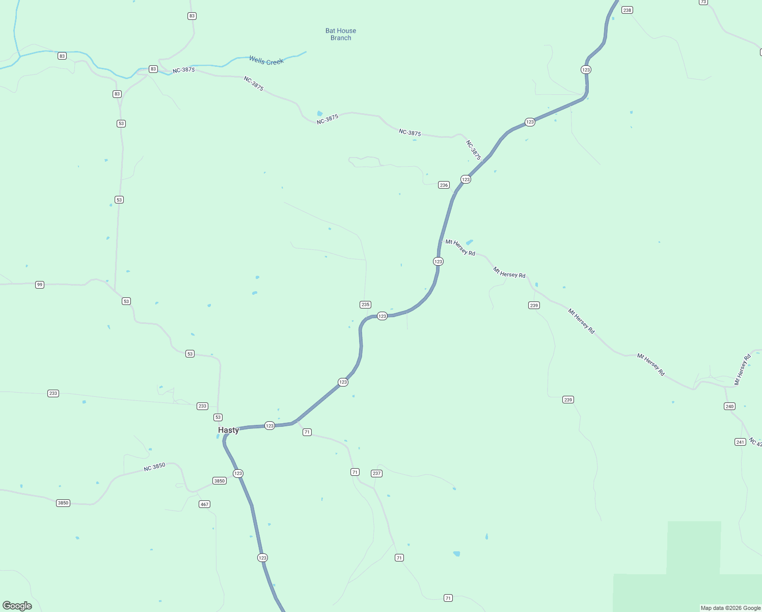 map of restaurants, bars, coffee shops, grocery stores, and more near 24827 Arkansas 123 in Hasty