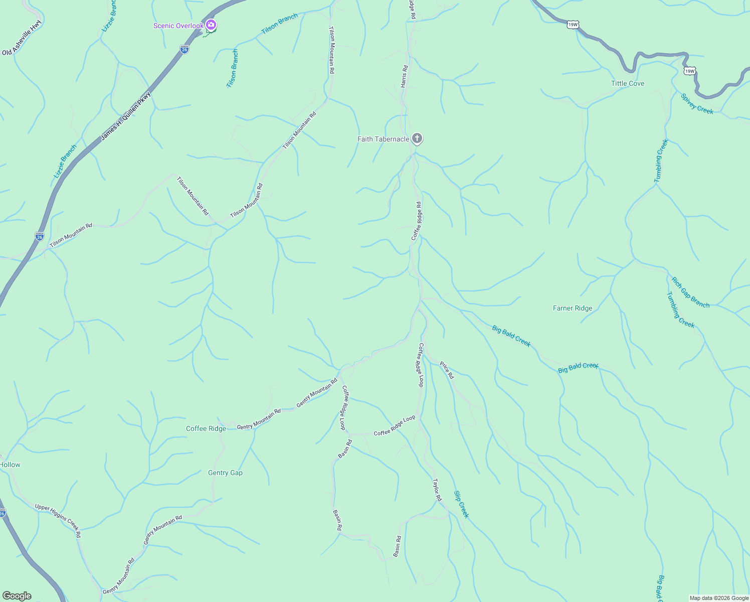 map of restaurants, bars, coffee shops, grocery stores, and more near 523 Coffee Ridge Road in Erwin