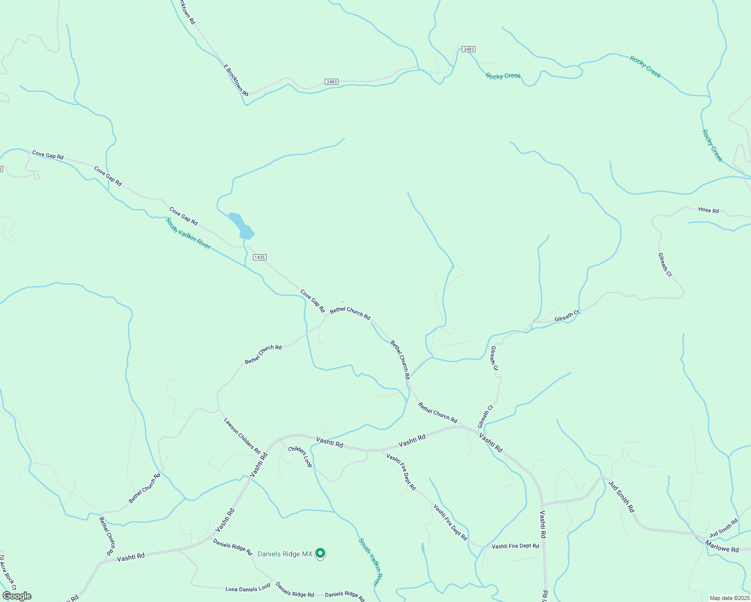 map of restaurants, bars, coffee shops, grocery stores, and more near Bethel Church Road in Moravian Falls
