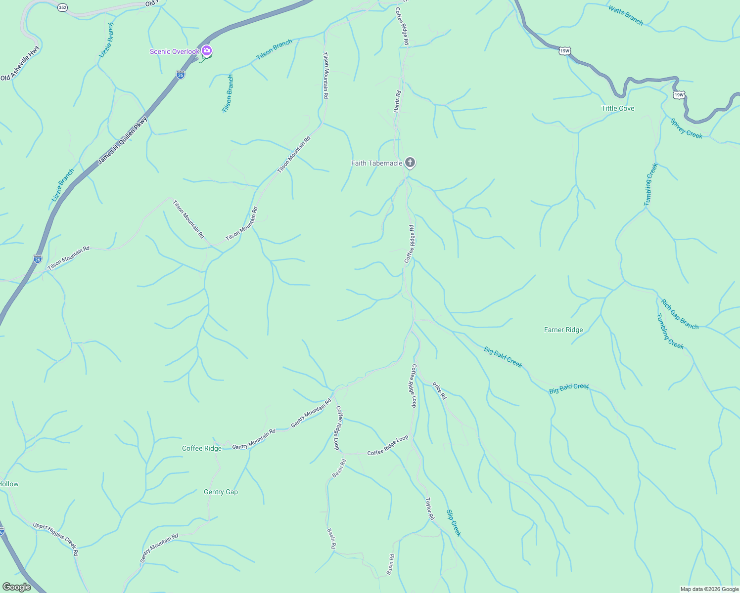 map of restaurants, bars, coffee shops, grocery stores, and more near 500 Cabin Orchard Rd in Erwin