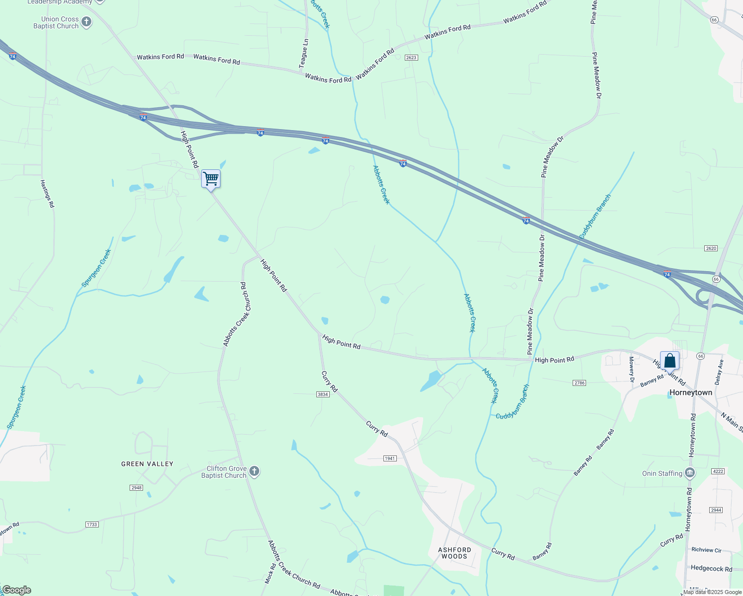 map of restaurants, bars, coffee shops, grocery stores, and more near 150 Serenity Pointe Dr in Kernersville