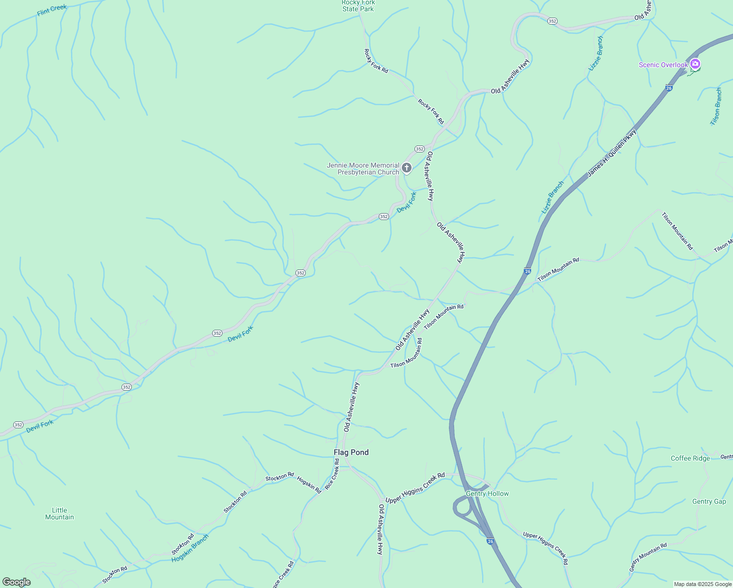 map of restaurants, bars, coffee shops, grocery stores, and more near 241 Theodore Harris Road in Flag Pond