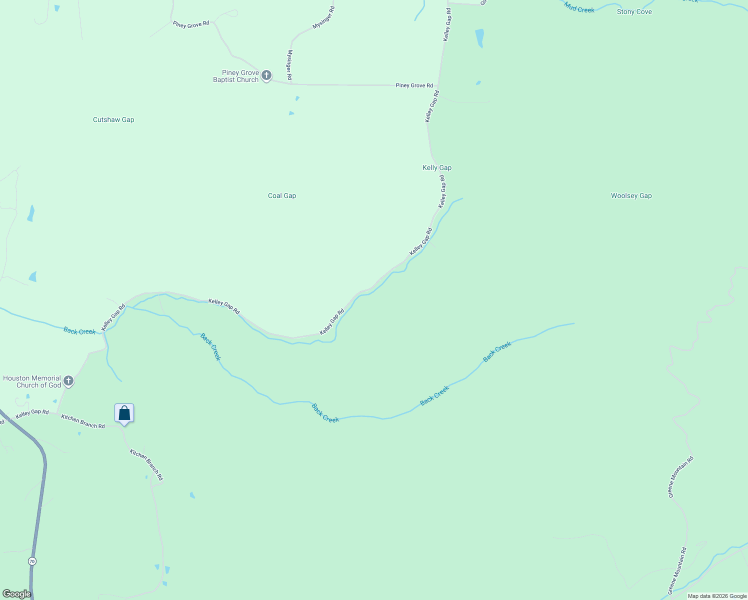 map of restaurants, bars, coffee shops, grocery stores, and more near 2655 Kelley Gap Road in Greeneville