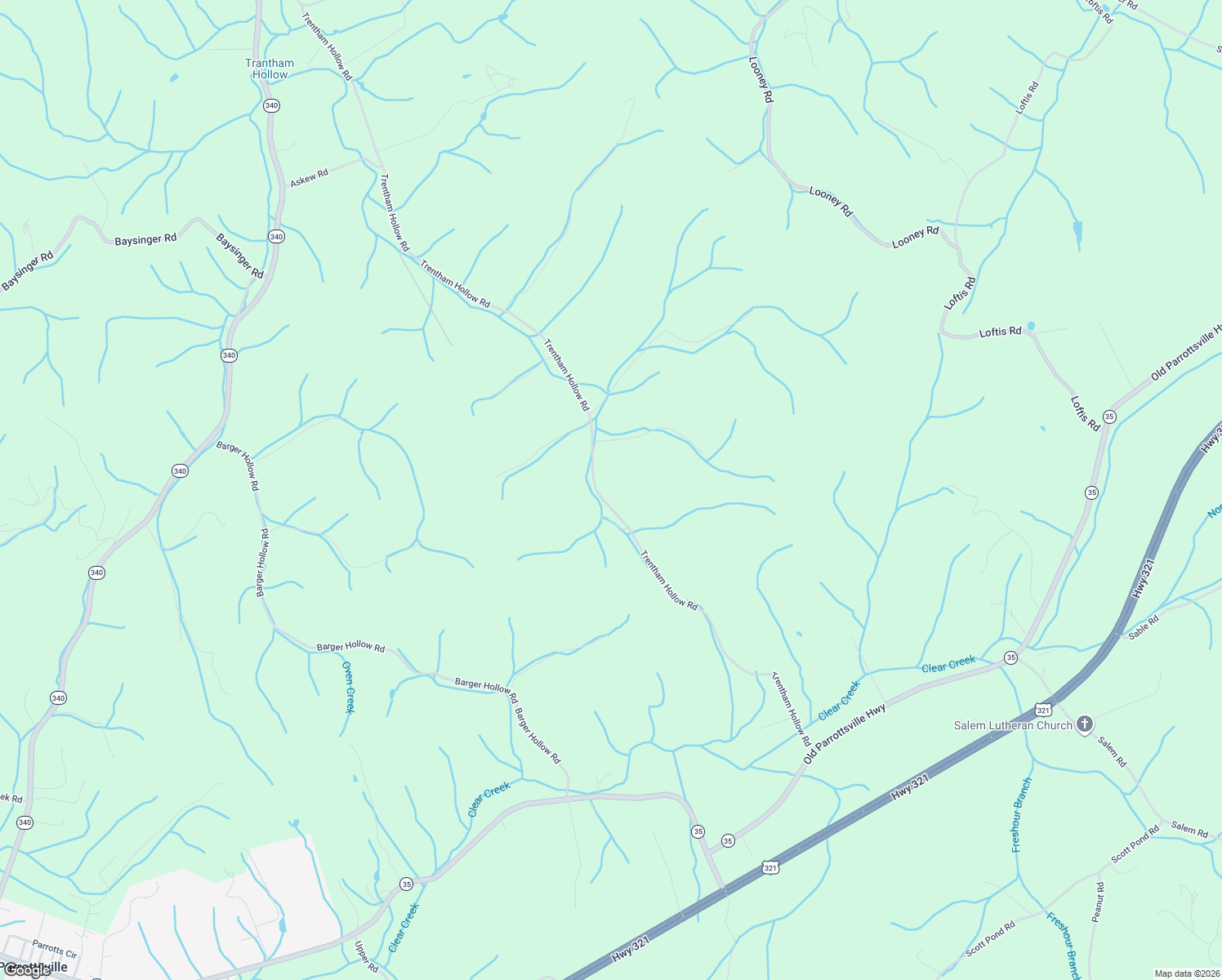 map of restaurants, bars, coffee shops, grocery stores, and more near 266 Trentham Hollow Road in Parrottsville