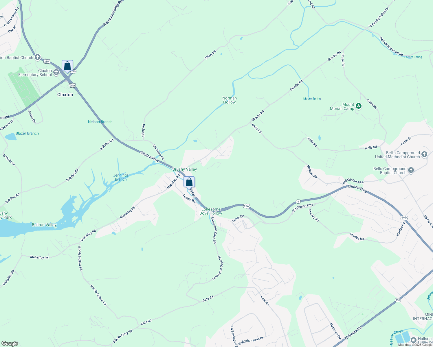 map of restaurants, bars, coffee shops, grocery stores, and more near 125 Paige Lane in Powell
