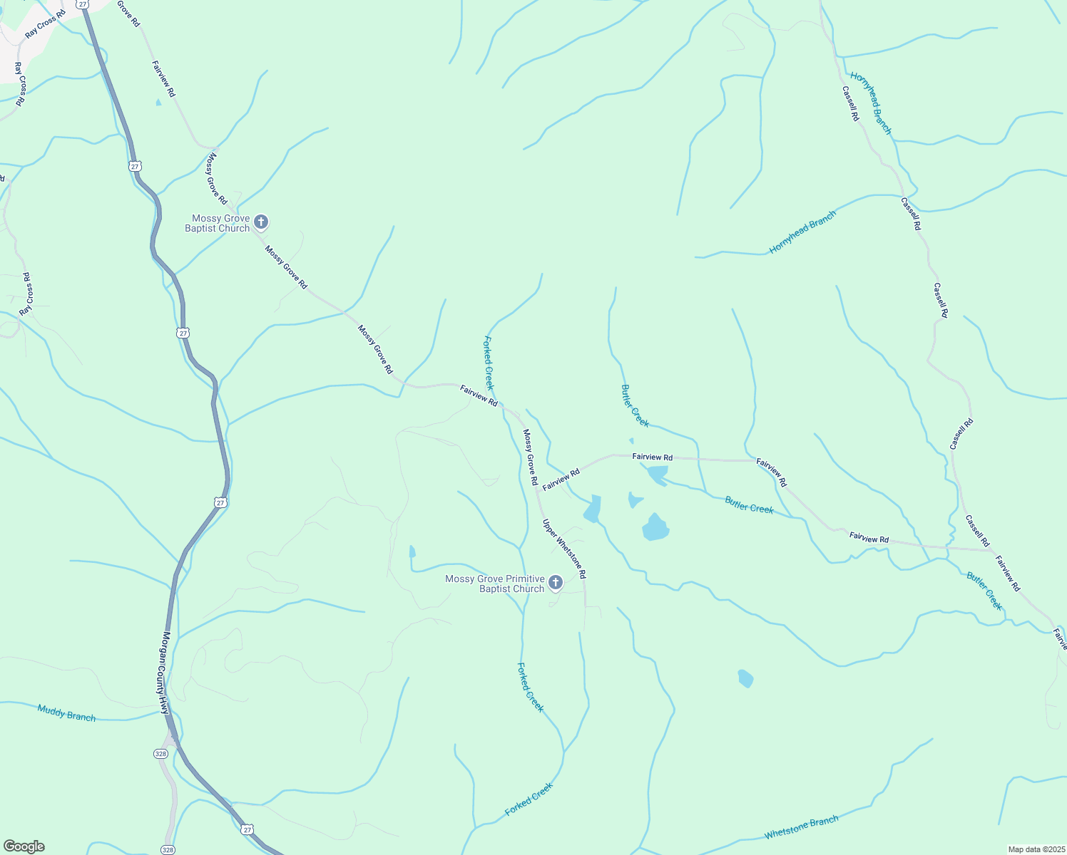 map of restaurants, bars, coffee shops, grocery stores, and more near 591 Mossy Grove Road in Harriman