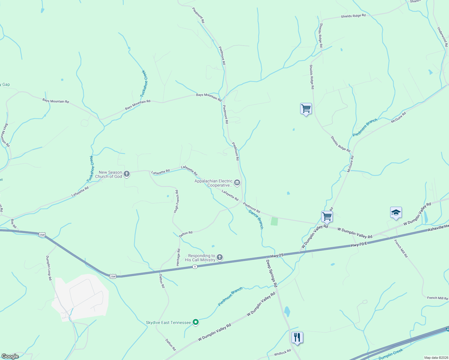 map of restaurants, bars, coffee shops, grocery stores, and more near 1546 Lafayette Rd in New Market