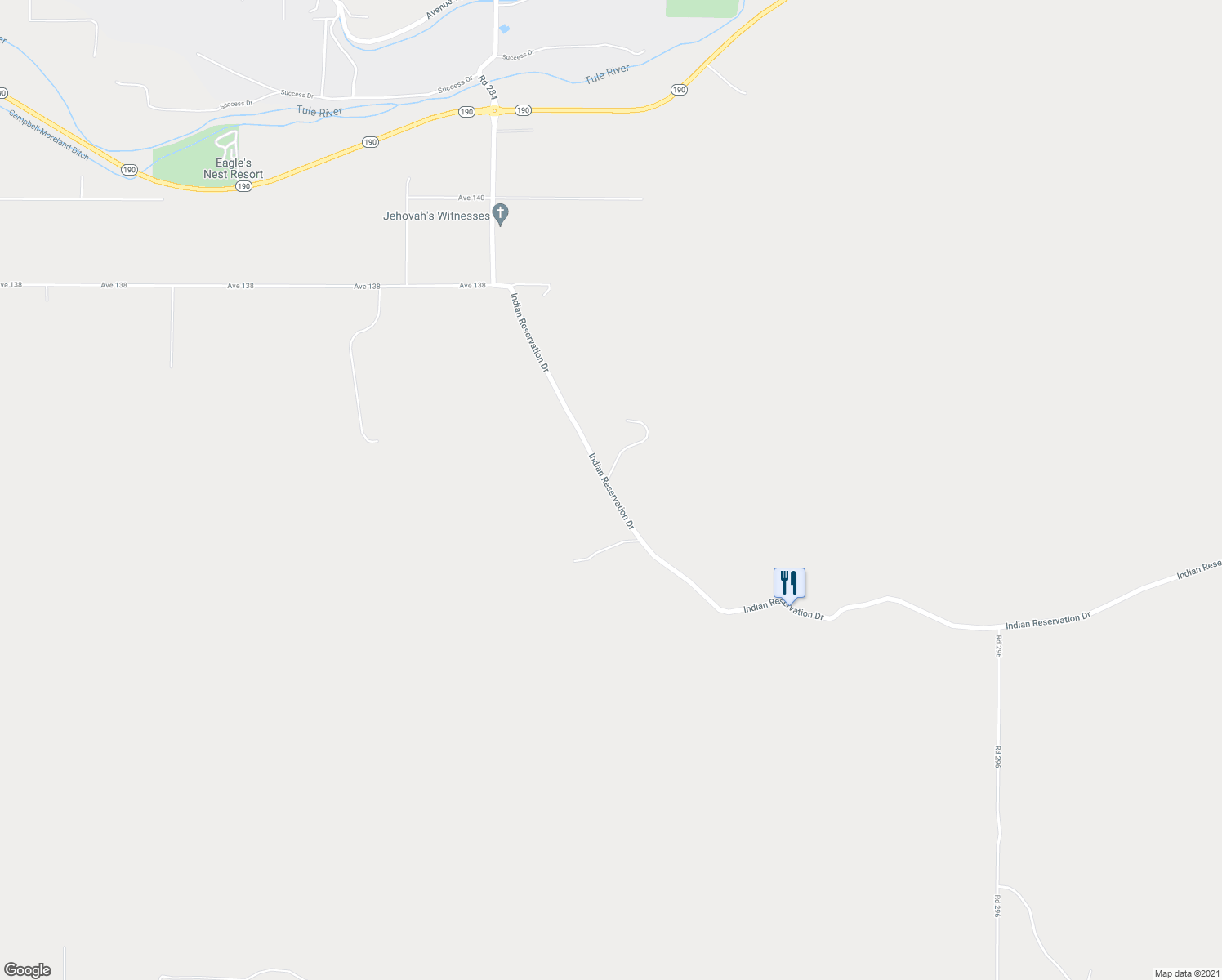 map of restaurants, bars, coffee shops, grocery stores, and more near 28956 Indian Reservation Drive in Porterville