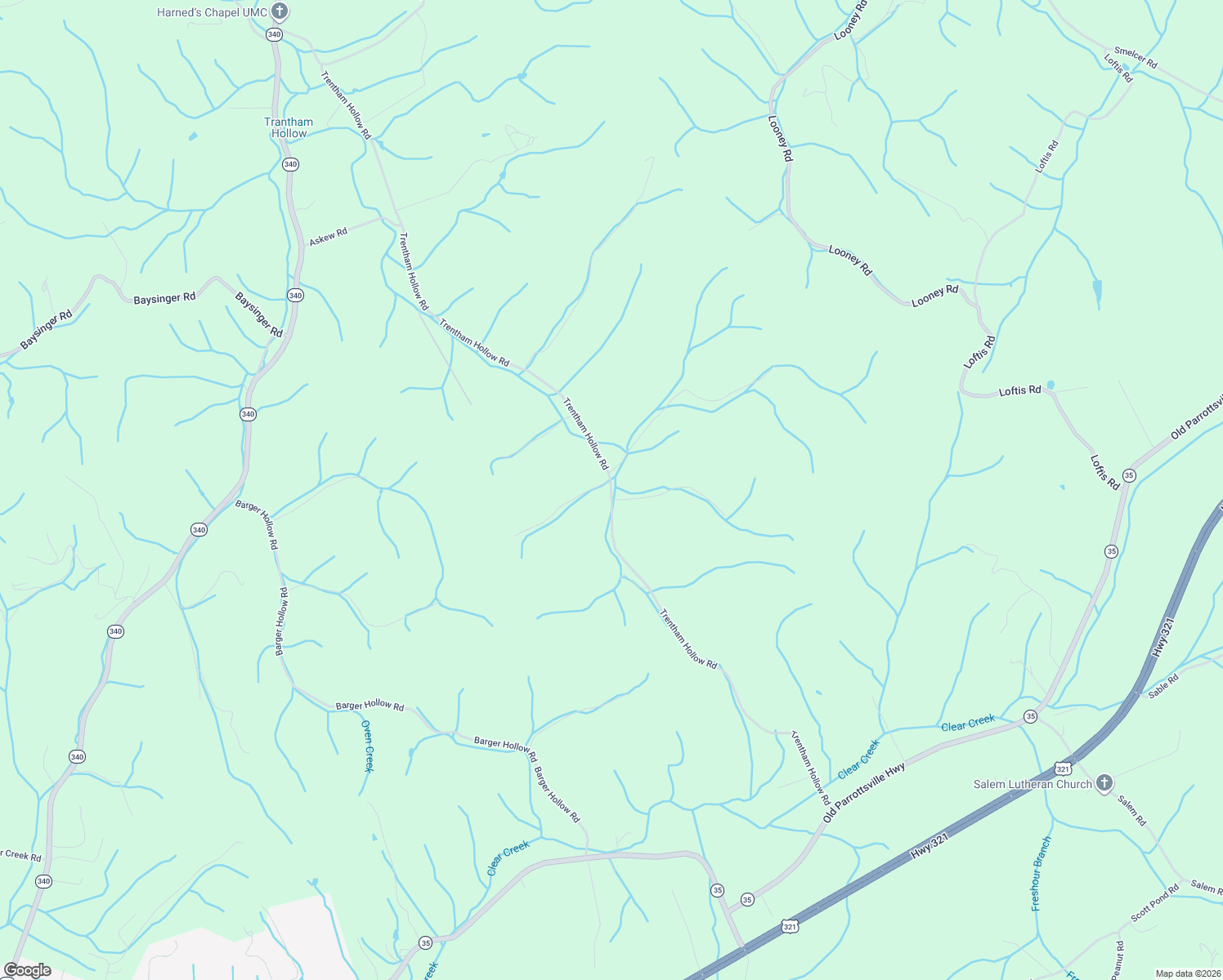 map of restaurants, bars, coffee shops, grocery stores, and more near 266 Trentham Hollow Road in Parrottsville