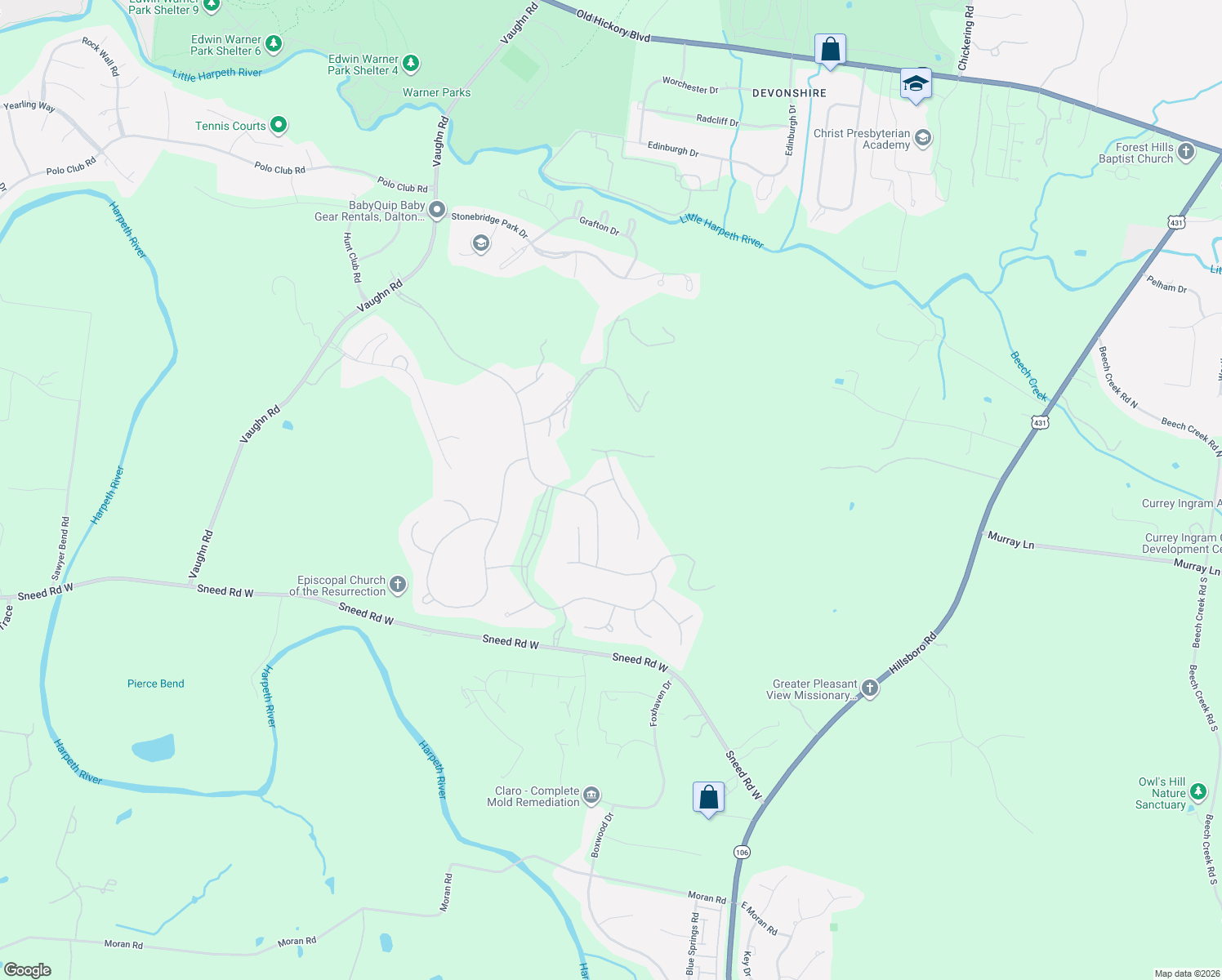 map of restaurants, bars, coffee shops, grocery stores, and more near 5505 Iron Gate Drive in Franklin
