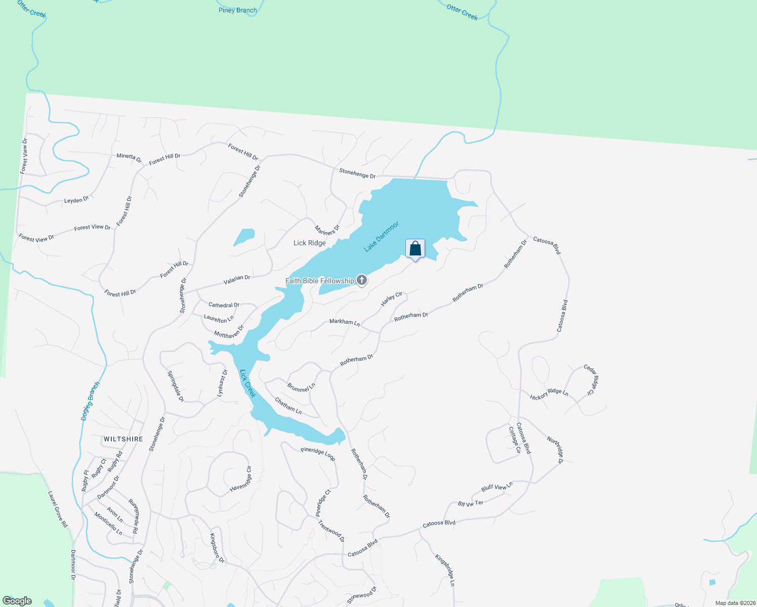 map of restaurants, bars, coffee shops, grocery stores, and more near 25 Harley Circle in Crossville