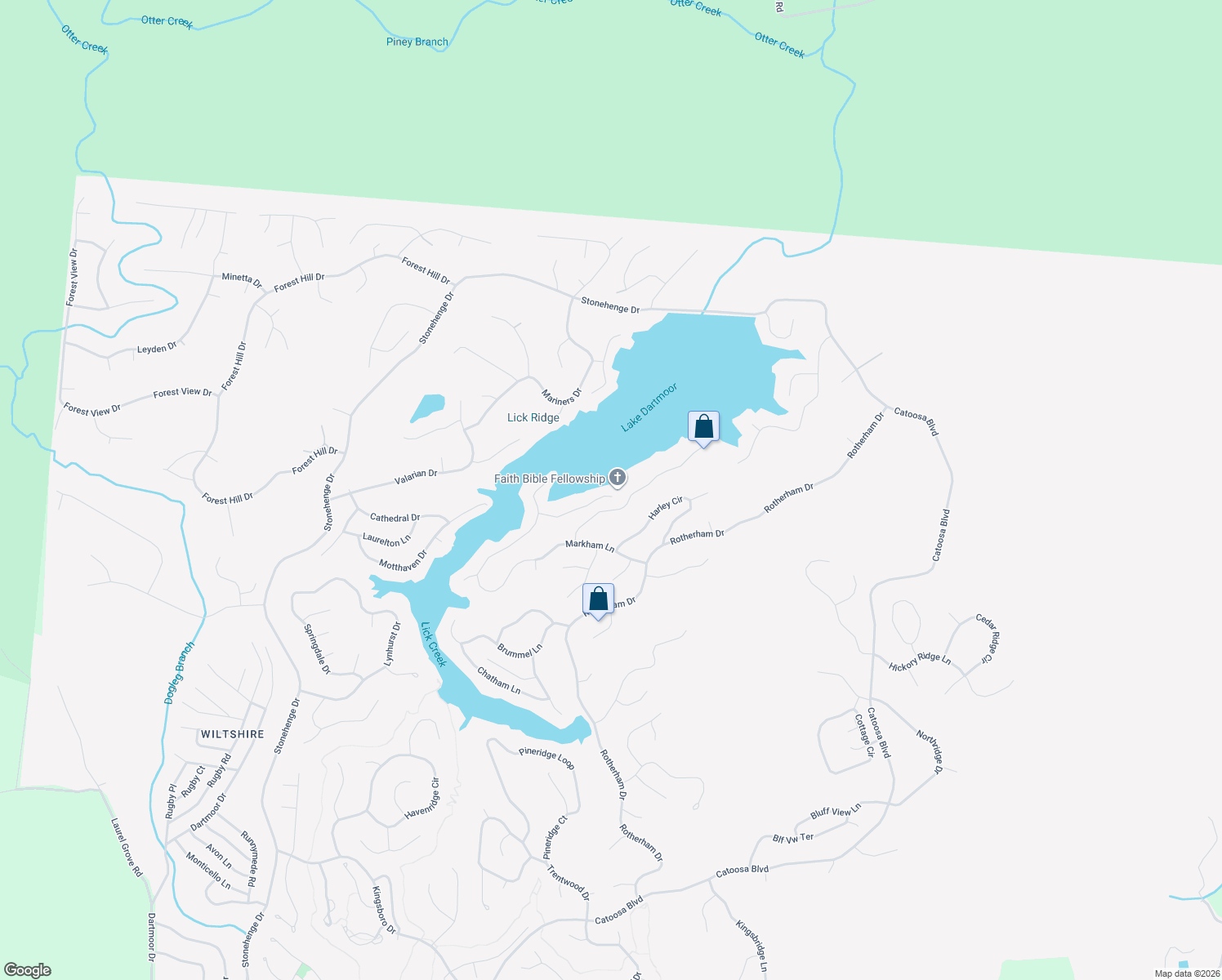 map of restaurants, bars, coffee shops, grocery stores, and more near 55 Markham Terrace in Crossville