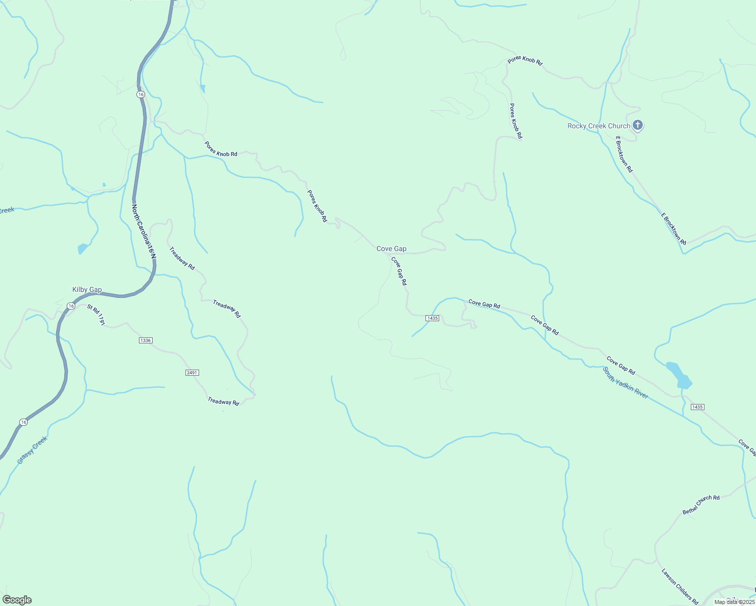map of restaurants, bars, coffee shops, grocery stores, and more near Treadway Ridge Drive in Moravian Falls