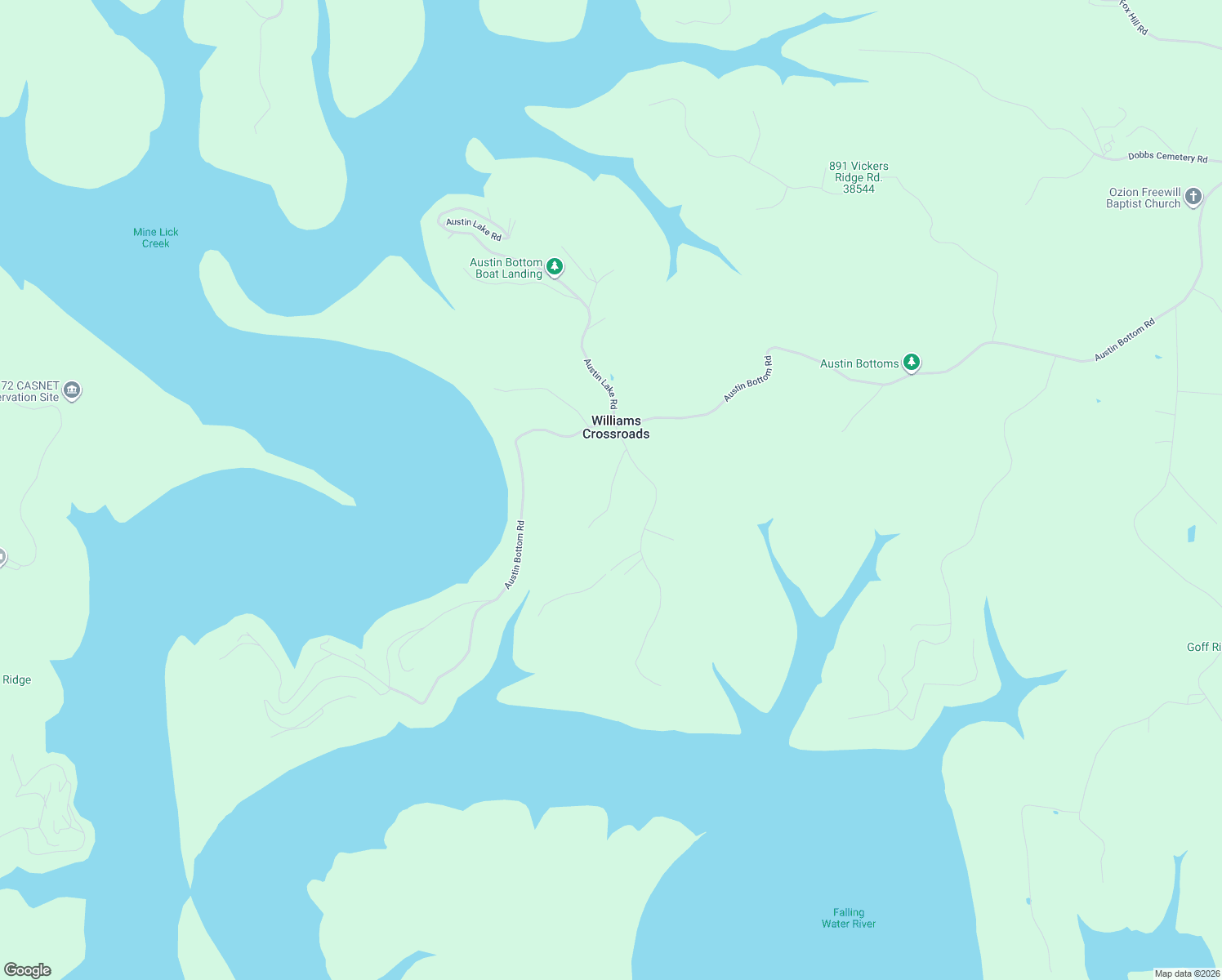 map of restaurants, bars, coffee shops, grocery stores, and more near 438 Sunny Point Road in Baxter