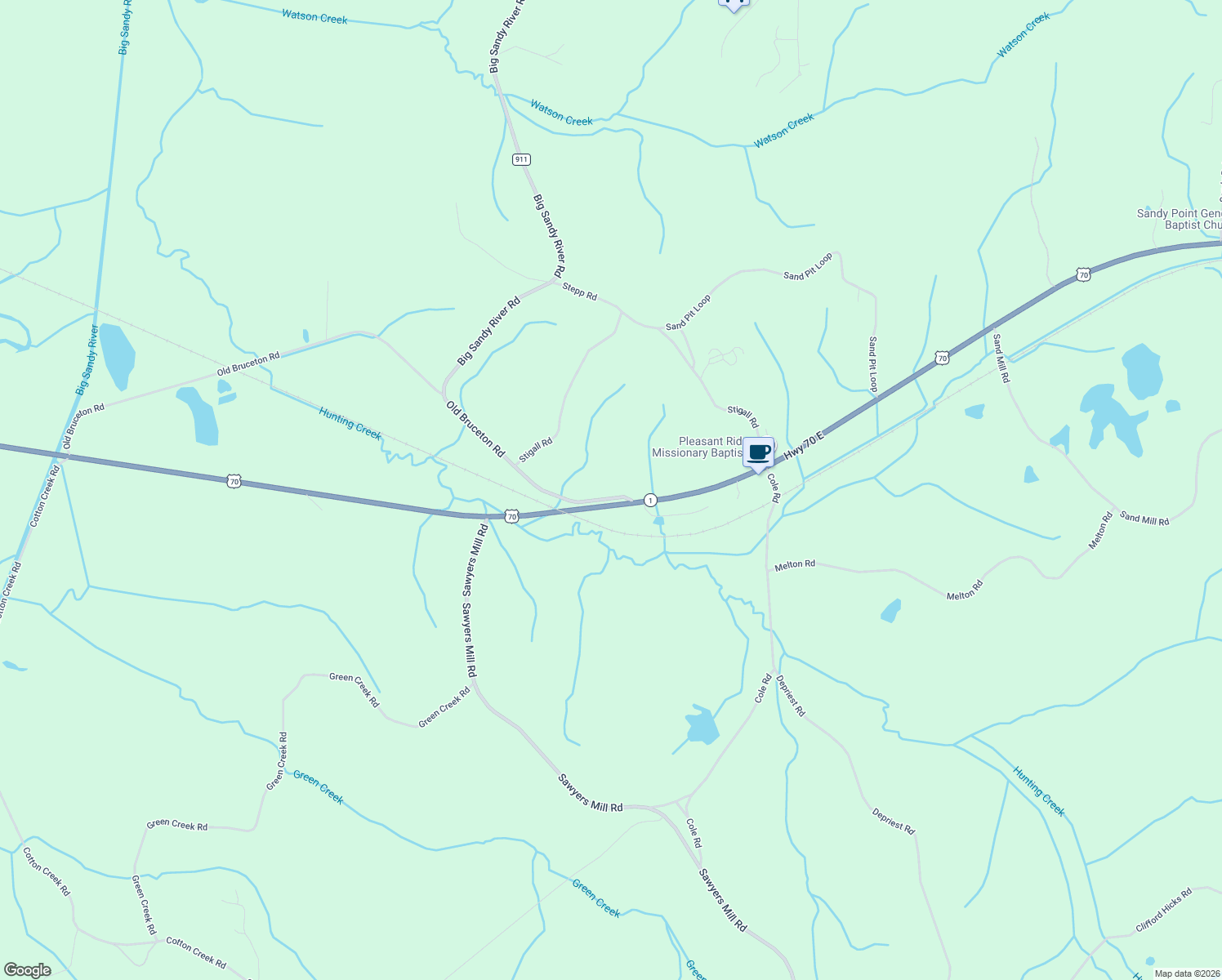 map of restaurants, bars, coffee shops, grocery stores, and more near 50 Old Bruceton Rd in Bruceton