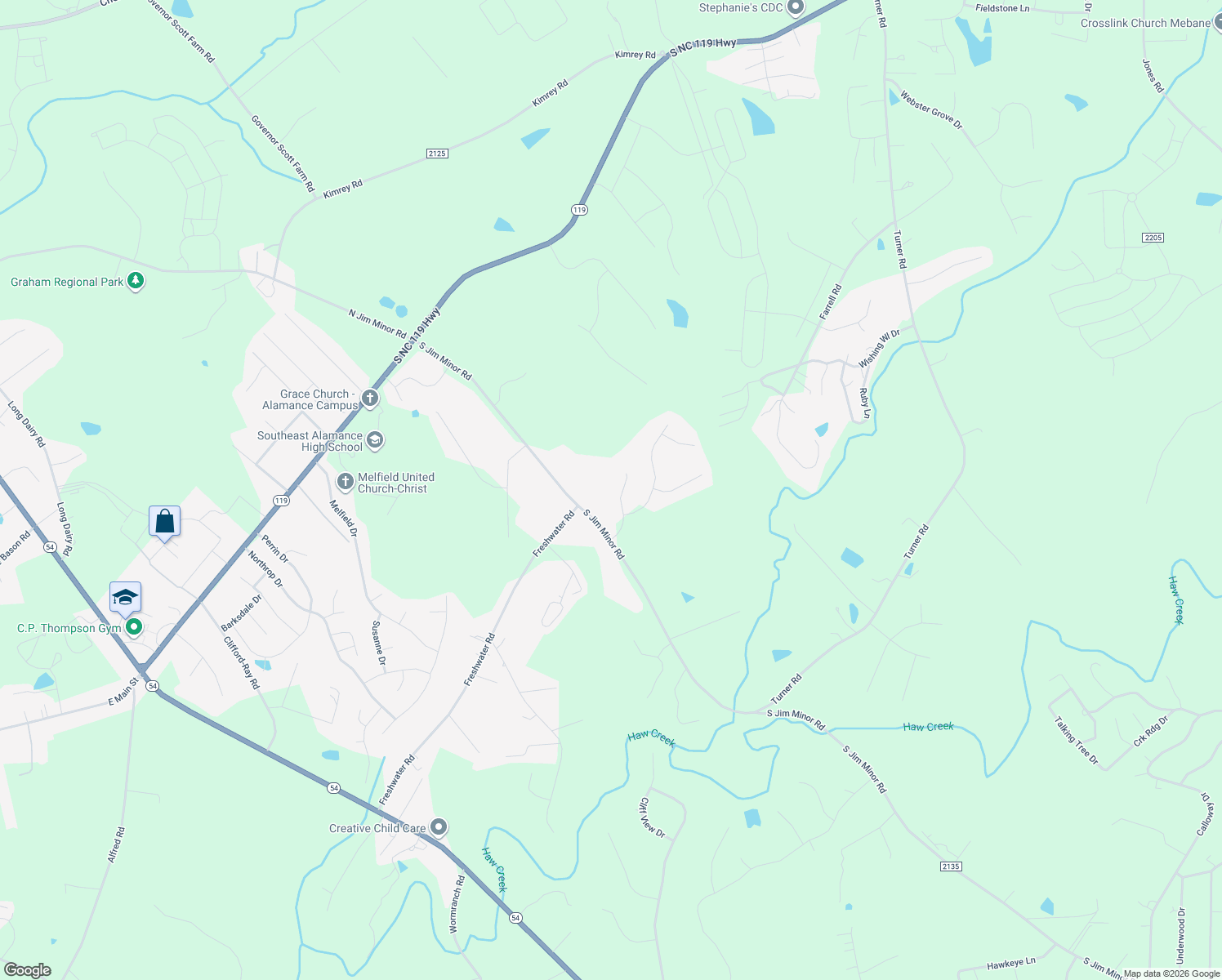 map of restaurants, bars, coffee shops, grocery stores, and more near 2229 Brandywyne Drive in Mebane
