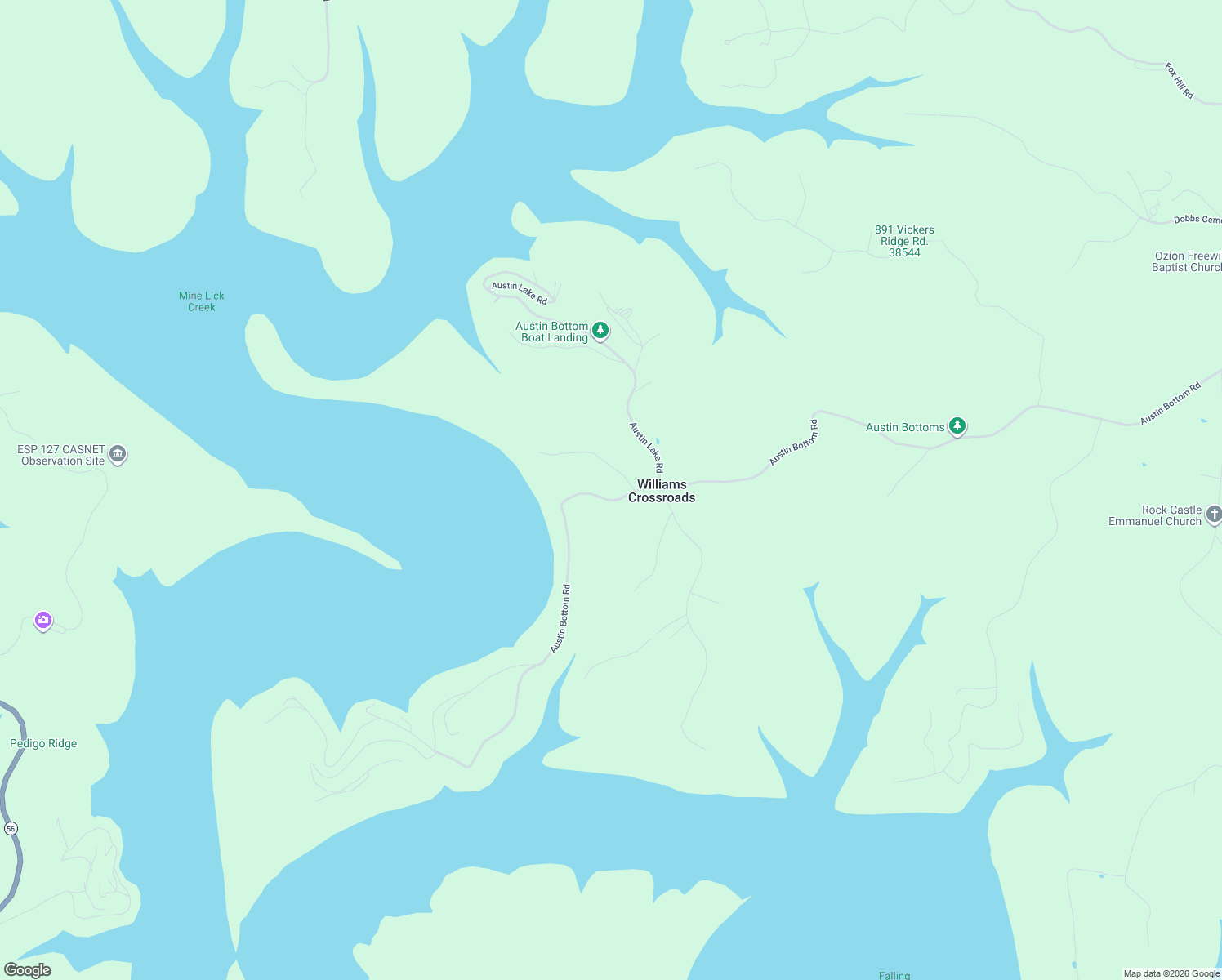map of restaurants, bars, coffee shops, grocery stores, and more near 2233 Austin Bottom Road in Baxter