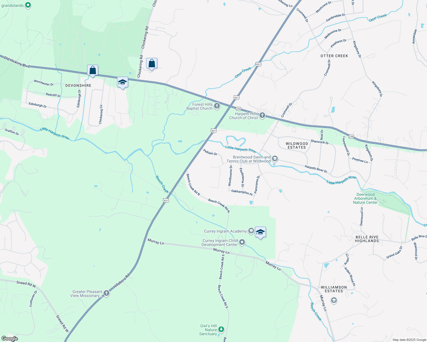 map of restaurants, bars, coffee shops, grocery stores, and more near 1943 Bristol Court in Brentwood