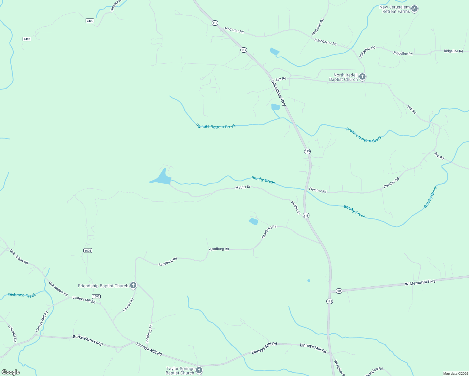 map of restaurants, bars, coffee shops, grocery stores, and more near Mathis Drive in Union Grove